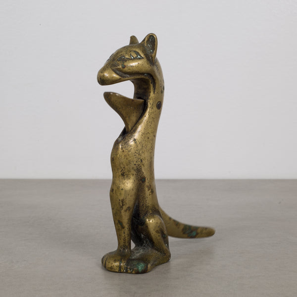 19th c. Victorian Brass Cat Nutcracker c.1890