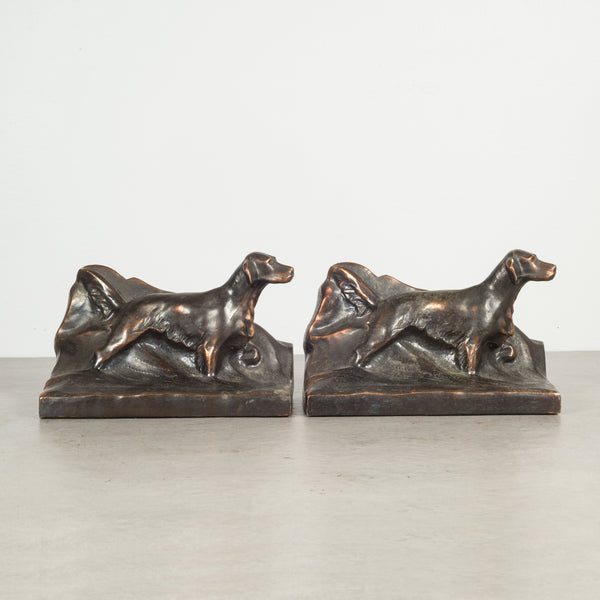 Bronze Plated Irish Setter Dog Bookends c.1940