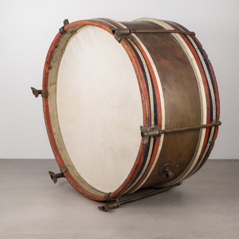 Wood, Brass and Calfskin Snare Drum c.1920