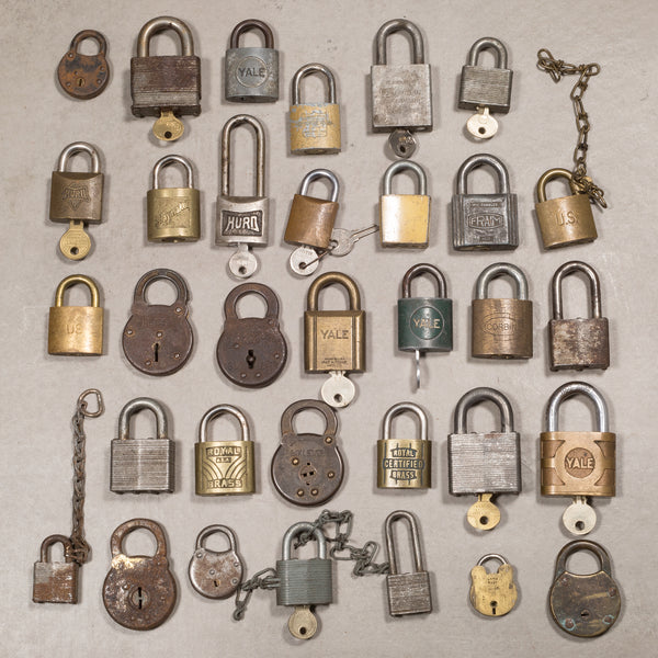 Collection of Antique Bronze, Brass and Steel Padlocks c.1910-1940