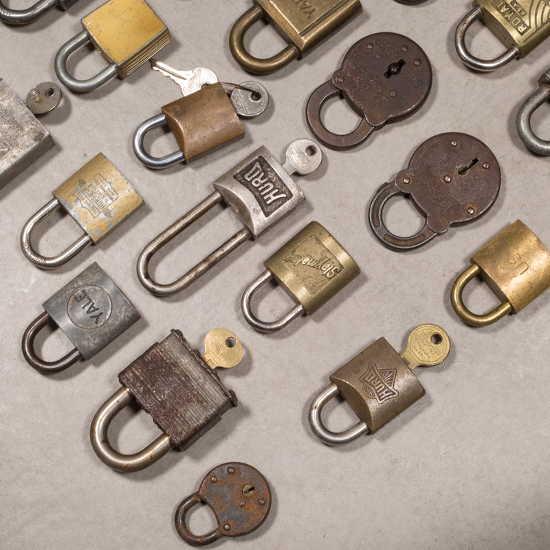 Collection of Antique Bronze, Brass and Steel Padlocks c.1910-1940
