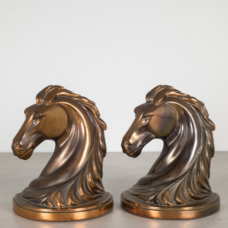 Bronze Plated Horse Head Bookends c.1930