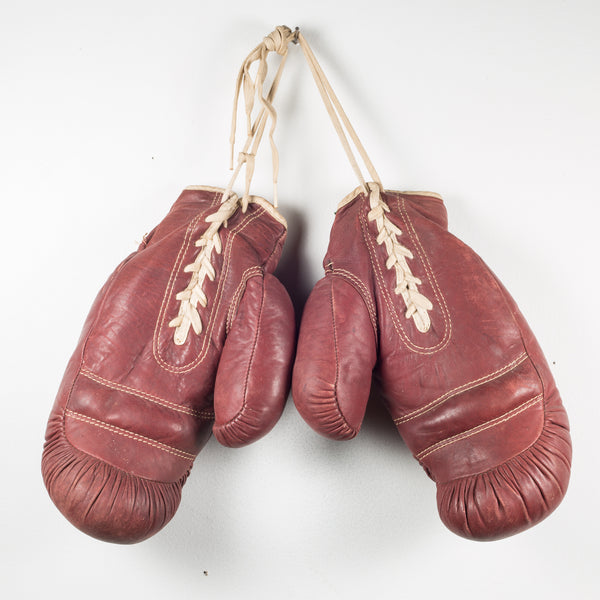 Pair of Vintage Horse Hair and Leather Boxing Gloves c.1920
