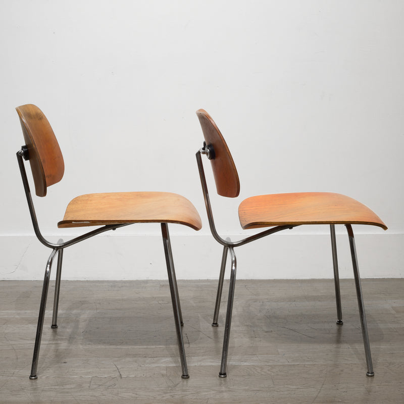 Rare Evans Red Aniline Herman Miller DCM Chairs c.1950-1960