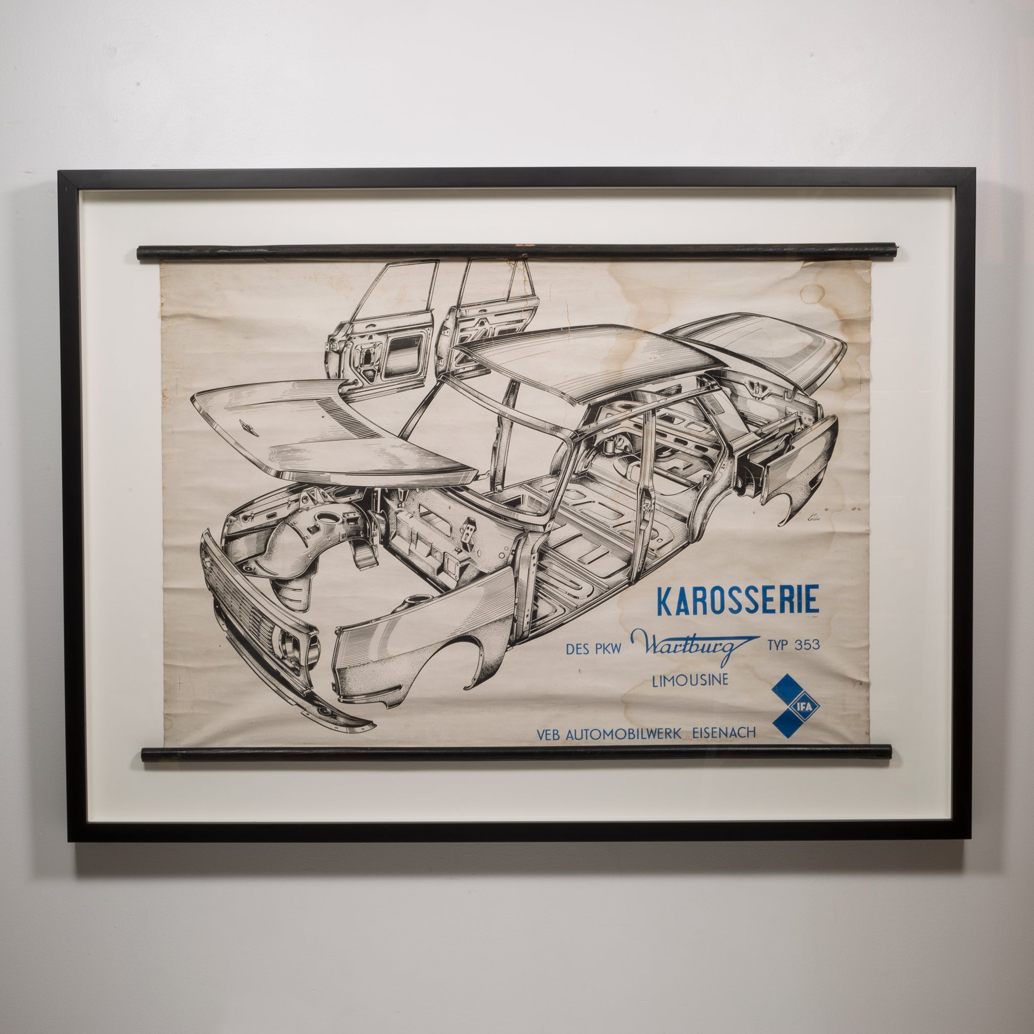 Car Scroll Shawdowboxed East German Automobile Scroll c.1950 | S16 Home