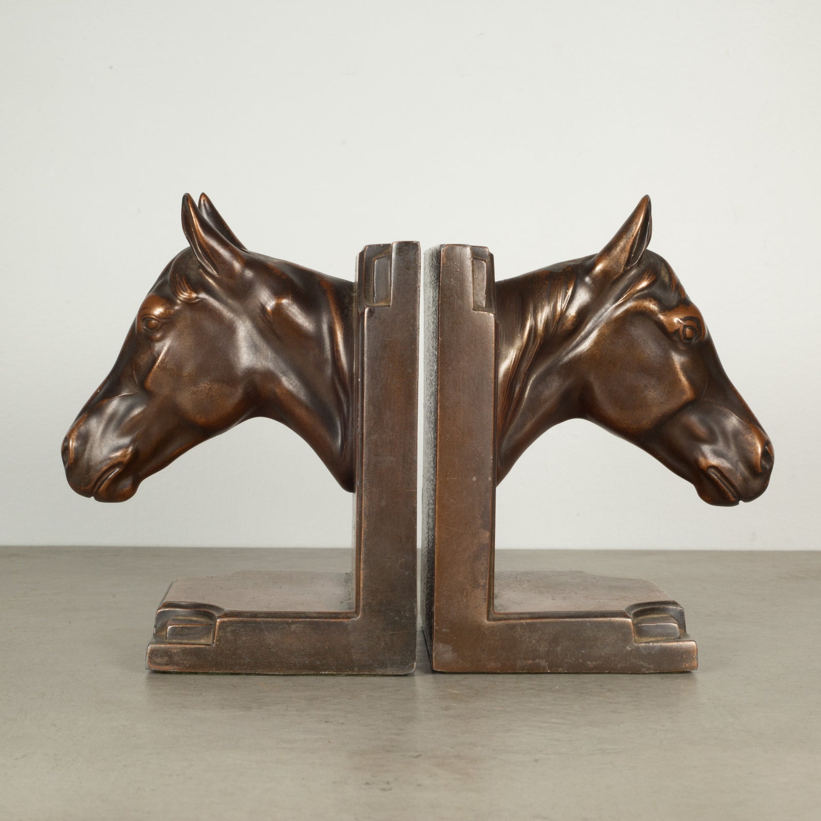 Bronze Plated Horse Head Bookends c.1940 | S16 Home