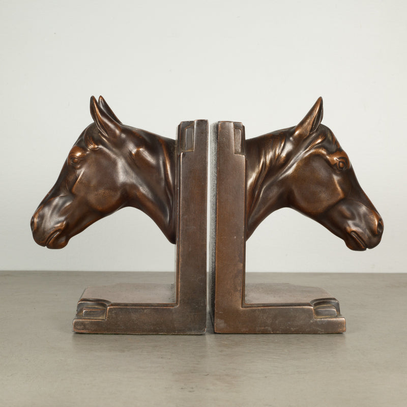 Bronze Plated Horse Head Bookends c.1940