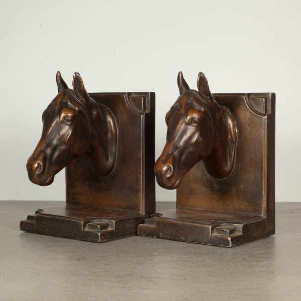 Bronze Plated Horse Head Bookends c.1940