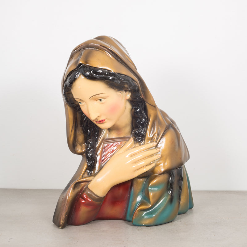 Belgian Virgin Mary Plaster Bust c.1950
