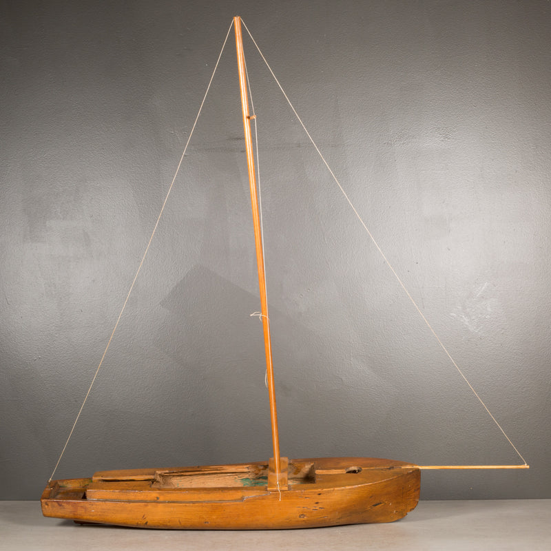 Early 20th c. Hand Carved Wooden Ship Model c.1940