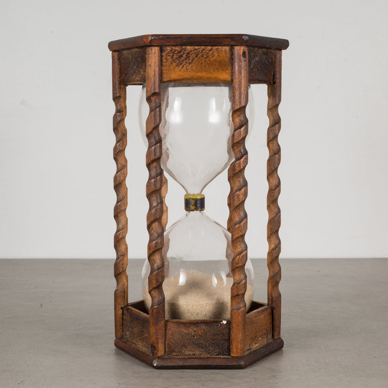 Vintage Spiral Wood Hourglass c.1940-1960