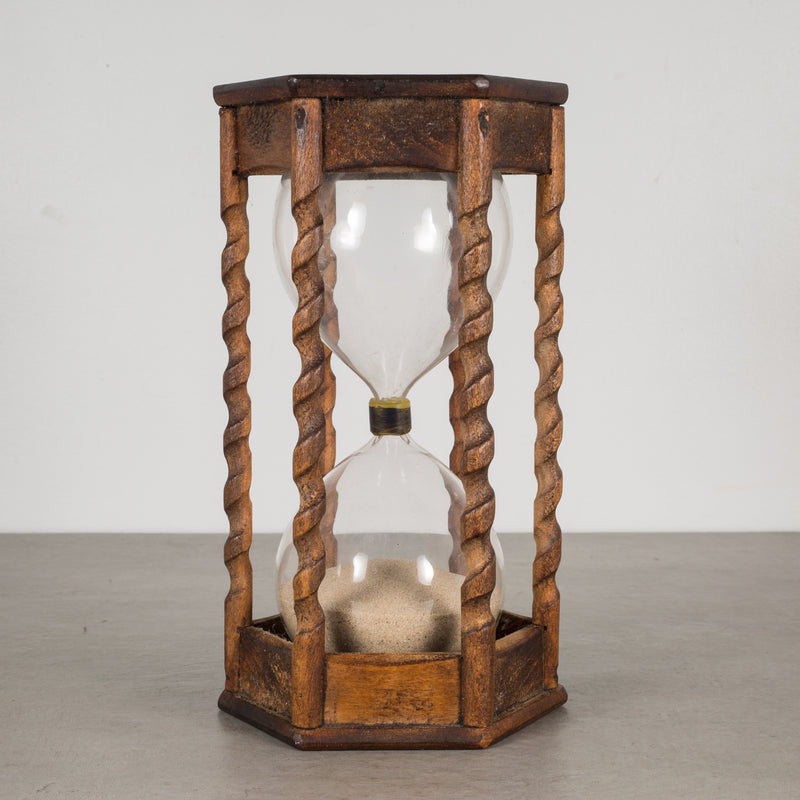 Vintage Spiral Wood Hourglass c.1940-1960
