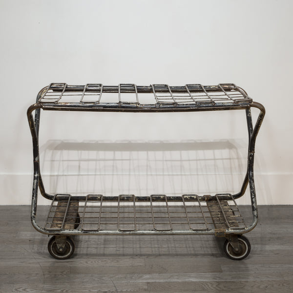 Factory Wire Metal Rolling Cart c.1930