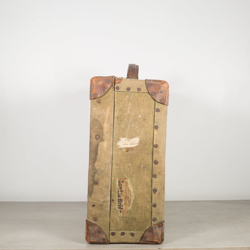 Canvas and Leather Suitcase c. 1940
