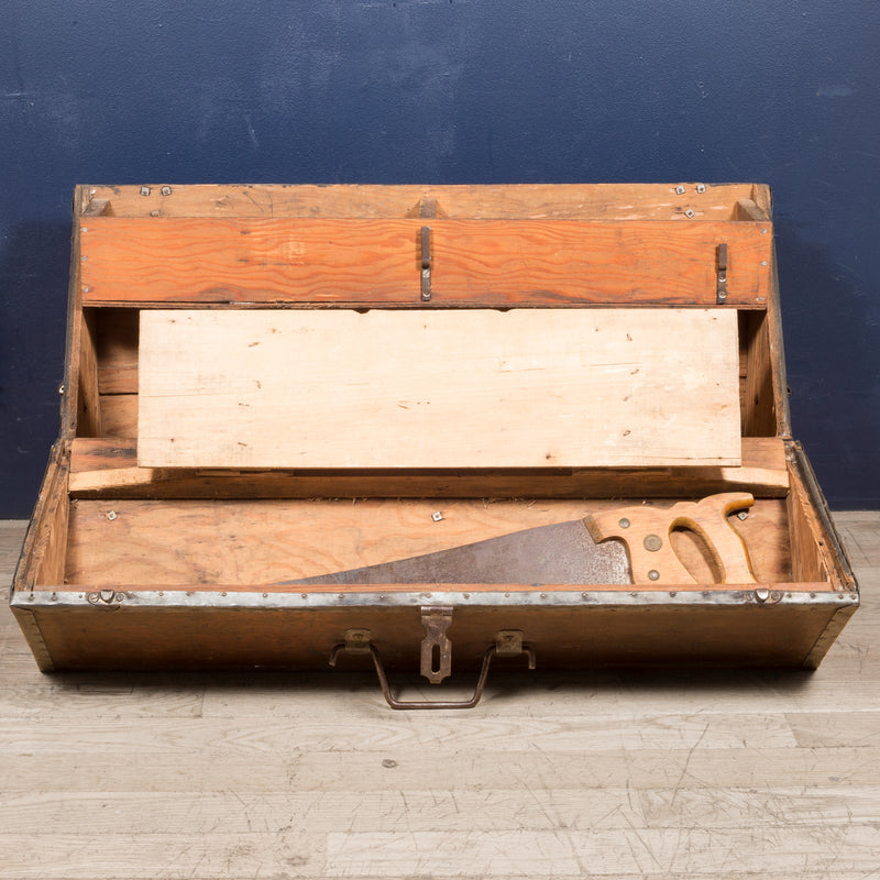 Large Handmade Wooden Factory Tool Box c.1940