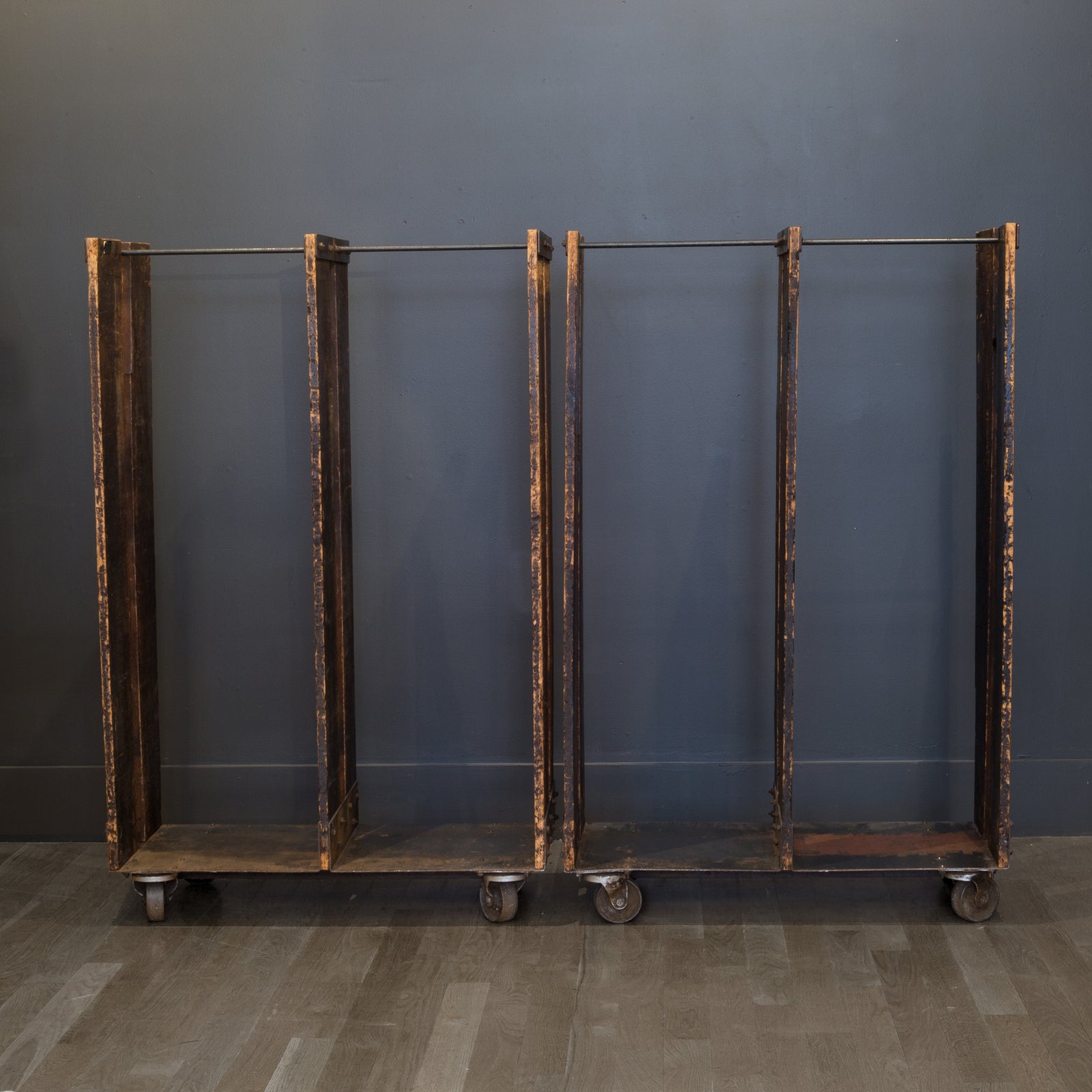 vintage dress rack Factory Garment Rolling Racks c.1930