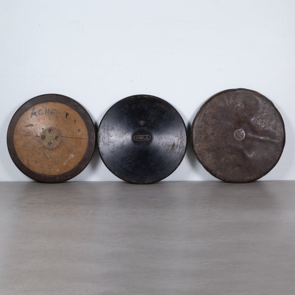 Antique Wood, Brass, Metal and Rubber Throwing Discus c.1930-1940