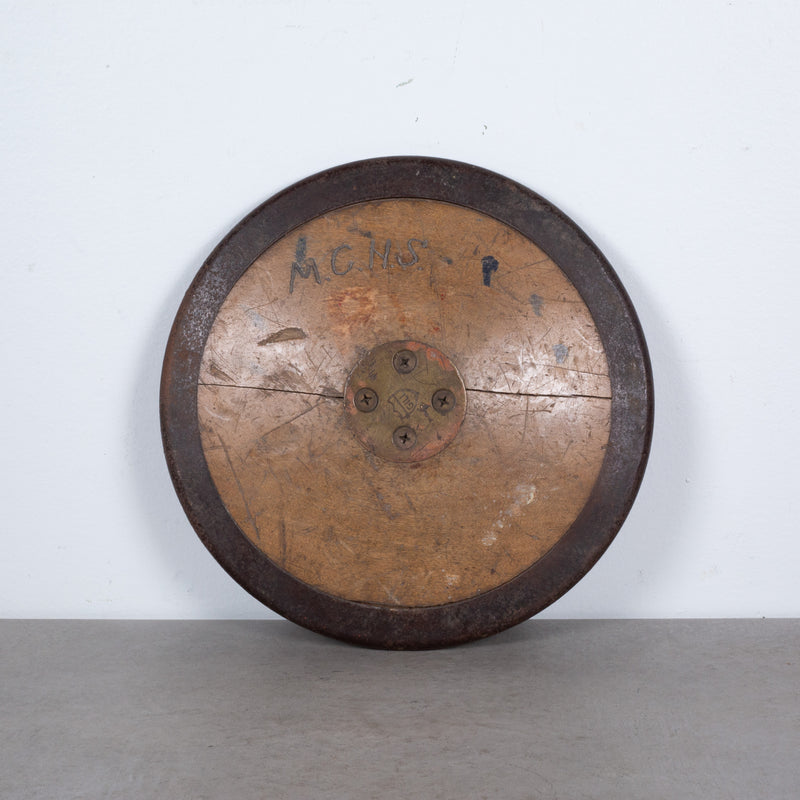 Antique Wood, Brass, Metal and Rubber Throwing Discus c.1930-1940