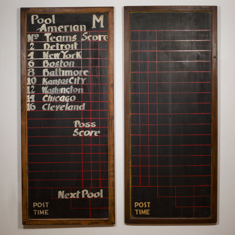 Pair of Antique Chalkboard Pool Hall Scoreboards c.1940