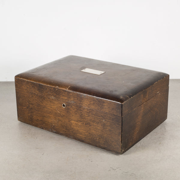 Vintage Walnut Humidor with Silver Nameplate c.1940-1970
