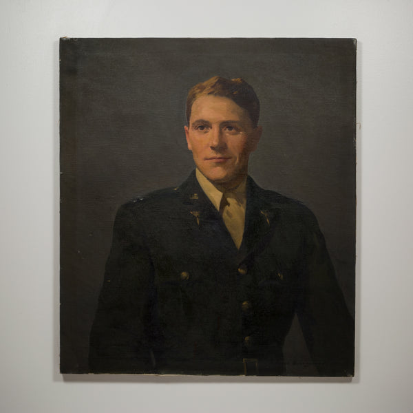 Untitled Oil on Canvas Portrait of WWii Serviceman c.1940